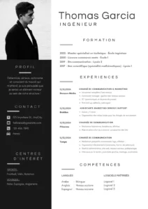 CV suisse ingénieur IA. idéla pour mettre en avant un CV adapté aux codes suisses